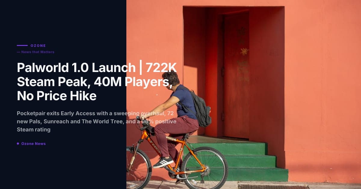 Palworld 1.0 Launch | 722K Steam Peak, 40M Players 2026