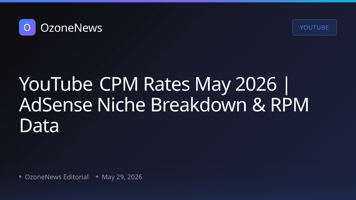 YouTube CPM Rates May 2026 | AdSense Niche Breakdown & RPM